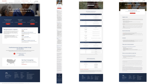 Image depicting various pages of the Lilly PatientOne site